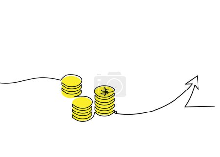 Photo for Abstract color coins dollar with direction as continuous lines drawing on white background - Royalty Free Image
