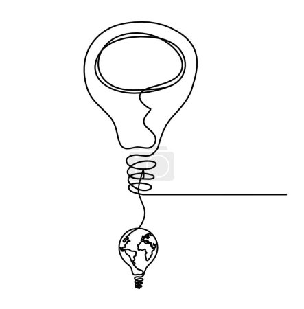 Photo for Abstract light bulb with light bulb as line drawing on white background - Royalty Free Image