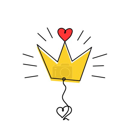 Photo for Abstract color crown with heart as line drawing on white background - Royalty Free Image