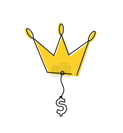 Photo for Abstract color crown with dollar as line drawing on white background - Royalty Free Image