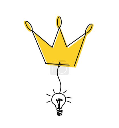 Photo for Abstract color crown with light bulb as line drawing on white background - Royalty Free Image