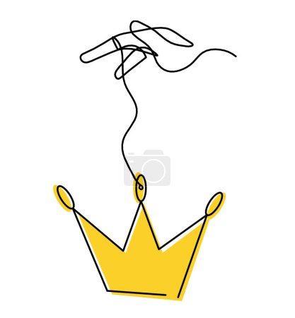 Photo for Abstract color crown with hand as line drawing on white background - Royalty Free Image