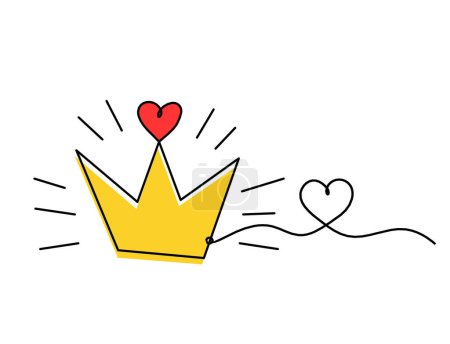 Photo for Abstract color crown with heart as line drawing on white background - Royalty Free Image