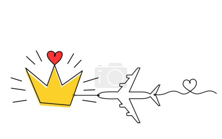 Photo for Abstract color crown with plane as line drawing on white background - Royalty Free Image