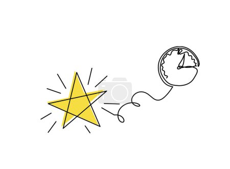 Foto de Reloj de crecimiento de estrella de color abstracto como dibujo de línea sobre fondo blanco - Imagen libre de derechos