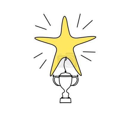 Photo for Abstract color star wth trophy as line drawing on white background - Royalty Free Image