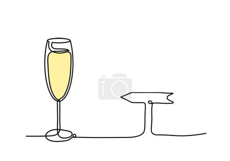 Foto de Dibujo de la línea de color de la copa de vino con dirección sobre el fondo blanco - Imagen libre de derechos
