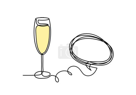 Photo for Drawing line color wineglass with comment on the white background - Royalty Free Image