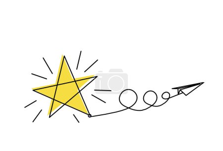 Foto de Plano de papel de crecimiento de estrella de color abstracto como dibujo de línea sobre fondo blanco - Imagen libre de derechos