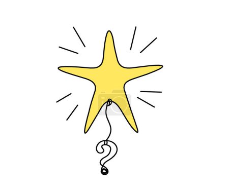 Foto de Signo de interrogación de crecimiento de estrella de color abstracto como dibujo de línea sobre fondo blanco - Imagen libre de derechos