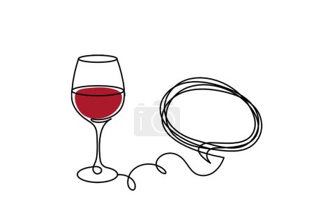 Photo for Drawing line color wineglass with comment on the white background - Royalty Free Image