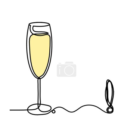 Photo for Drawing line color wineglass with exclamation mark on the white background - Royalty Free Image