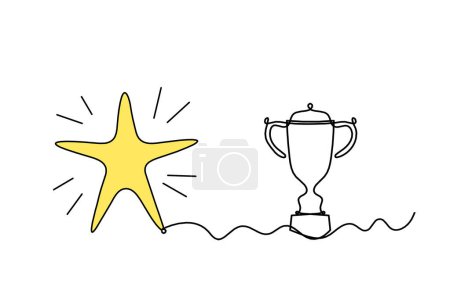 Foto de Trofeo de crecimiento de estrella de color abstracto como dibujo de línea sobre fondo blanco - Imagen libre de derechos
