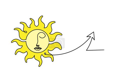 Photo for Abstract color sun-face with arrow as line drawing on white background - Royalty Free Image