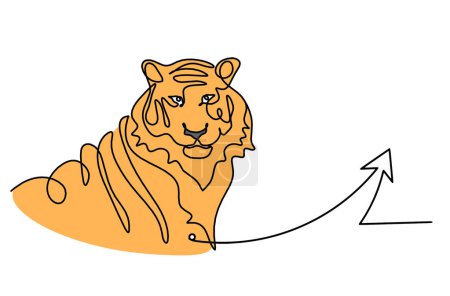 Foto de Silueta de tigre de color abstracto con dirección como dibujo en línea sobre blanco - Imagen libre de derechos