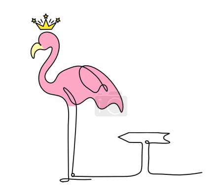 Photo for Silhouette of abstract  color flamingo with direction as line drawing on white background - Royalty Free Image