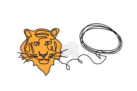 Photo for Silhouette of abstract color tiger with comment as line drawing on white - Royalty Free Image