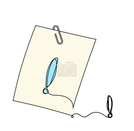 Photo for Abstract color paper with paper clip and exclamation mark as line drawing on white as background - Royalty Free Image