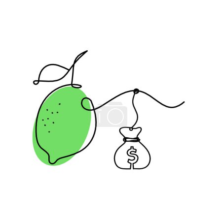 Photo for Color drawing line lemon with dollar on the white background - Royalty Free Image