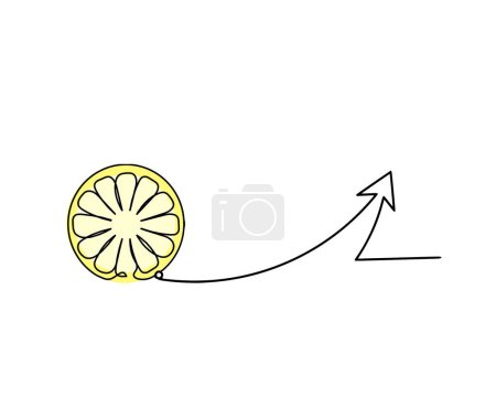 Téléchargez les photos : Ligne de dessin couleur citron avec direction sur le fond blanc - en image libre de droit