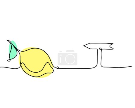 Photo for Color drawing line lemon with direction on the white background - Royalty Free Image