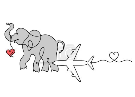 Téléchargez les photos : Silhouette d'éléphant abstrait de couleur avec plan comme dessin au trait sur blanc - en image libre de droit