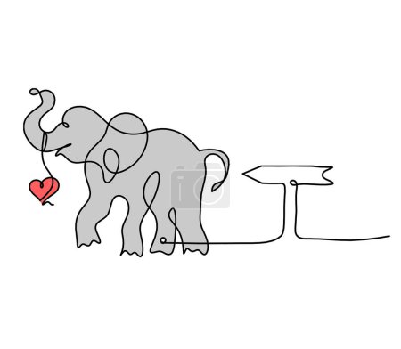 Foto de Silueta de color elefante abstracto con dirección como dibujo de línea en blanco - Imagen libre de derechos
