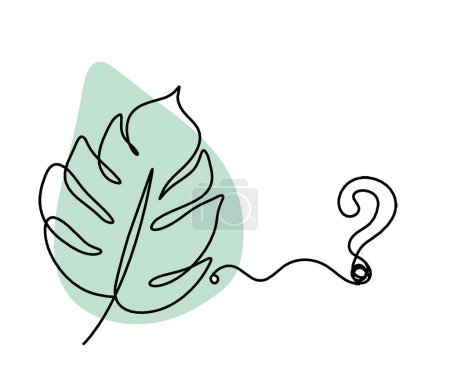 Photo for Abstract color leaf with question mark as line drawing on the white background - Royalty Free Image