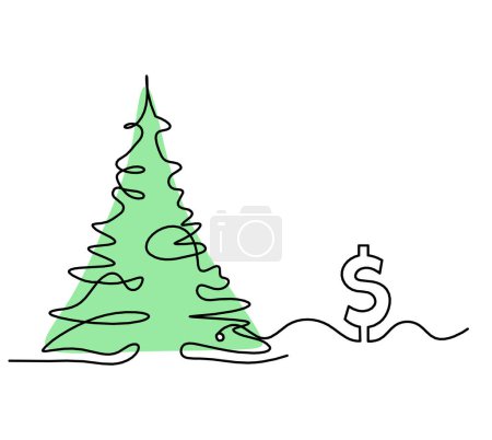 Photo for Abstract color tree and dollar as line drawing on the white background - Royalty Free Image