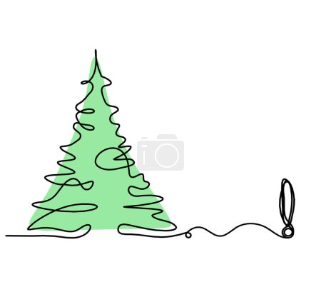 Photo for Abstract color tree and exclamation mark as line drawing on the white background - Royalty Free Image