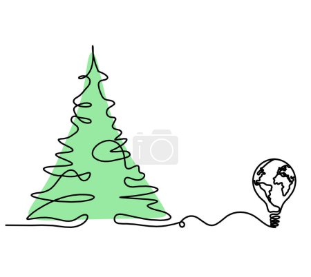 Photo for Abstract color tree and light bulb as line drawing on the white background - Royalty Free Image