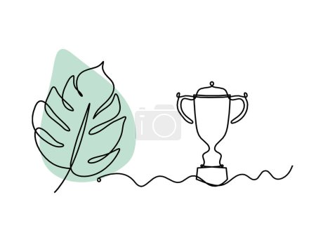 Photo for Abstract color leaf with trophy as line drawing on the white background - Royalty Free Image