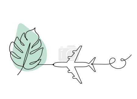 Photo for Abstract color leaf with plane as line drawing on the white background - Royalty Free Image