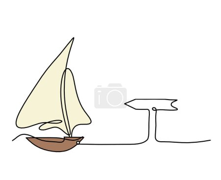 Photo for Abstract color boat with direction as line drawing on white background - Royalty Free Image