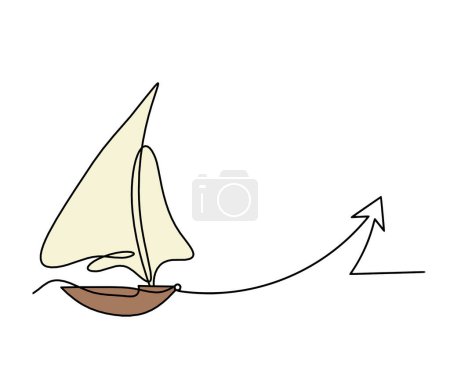 Photo for Abstract color boat with direction as line drawing on white background - Royalty Free Image