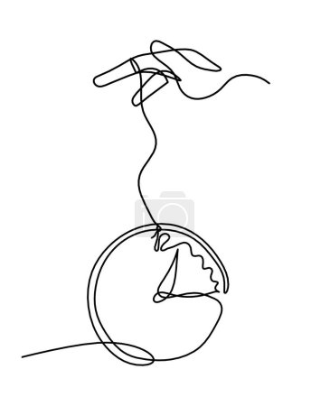 Illustration for Abstract clock with hand as line drawing on white background - Royalty Free Image