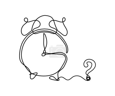 Illustration for Abstract clock with question mark as line drawing on white background - Royalty Free Image
