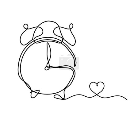 Illustration for Abstract clock with heart as line drawing on white background - Royalty Free Image