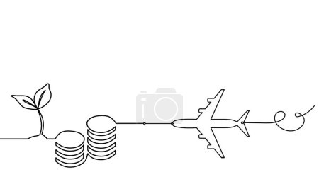Ilustración de Monedas abstractas con plano como líneas continuas dibujando sobre fondo blanco - Imagen libre de derechos