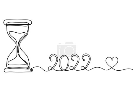 Illustration for Abstract clock with 2022 year as line drawing on white background - Royalty Free Image