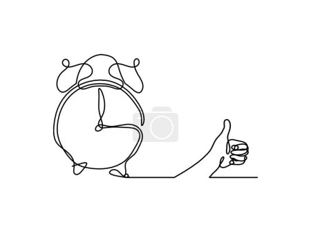 Illustration for Abstract clock with hand as line drawing on white background - Royalty Free Image