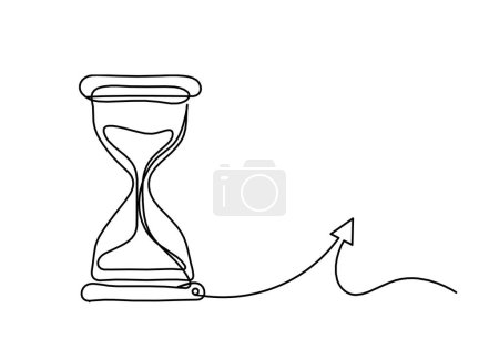 Illustration for Abstract clock with arrow as line drawing on white background - Royalty Free Image