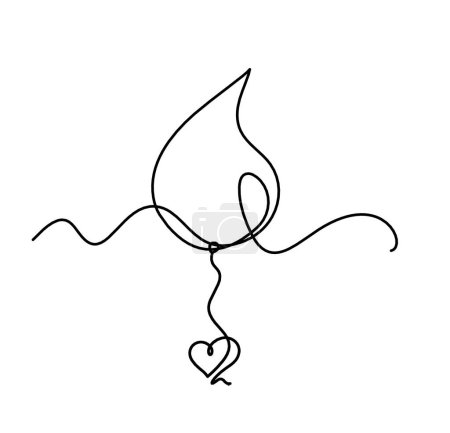 Téléchargez les illustrations : Chute abstraite avec coeur comme dessin de ligne sur fond blanc - en licence libre de droit