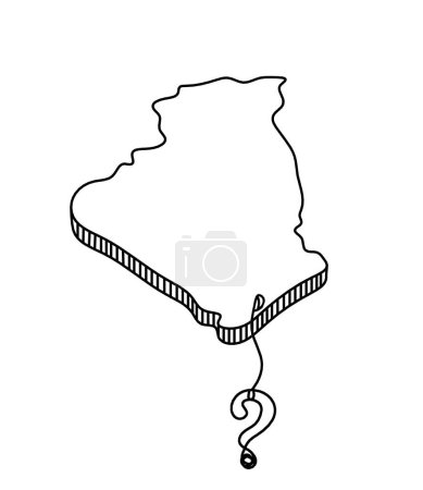 Ilustración de Mapa de Francia, Argelia con signo de interrogación como dibujo de línea sobre fondo blanco - Imagen libre de derechos