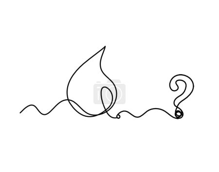 Ilustración de Gota abstracta con signo de interrogación como dibujo de línea sobre fondo blanco - Imagen libre de derechos