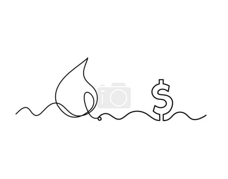 Téléchargez les illustrations : Baisse abstraite avec dollar comme dessin de ligne sur fond blanc - en licence libre de droit