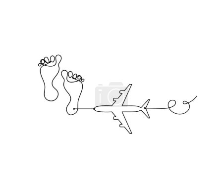 Téléchargez les illustrations : Silhouette de pied abstrait avec plan comme dessin au trait sur blanc - en licence libre de droit