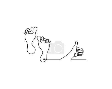 Téléchargez les illustrations : Silhouette de pied abstrait avec la main comme dessin à la ligne sur blanc - en licence libre de droit