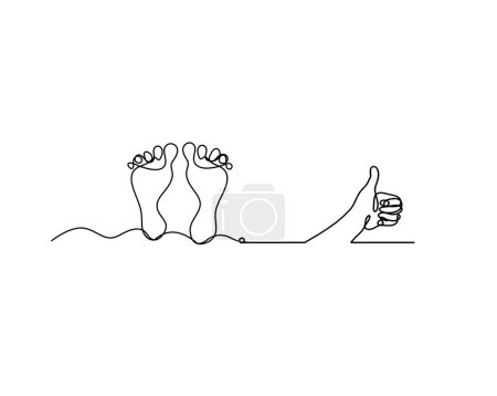 Téléchargez les illustrations : Silhouette de pied abstrait avec la main comme dessin à la ligne sur blanc - en licence libre de droit