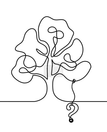 Ilustración de Árbol abstracto con bombilla globo como dibujo en línea sobre el fondo blanco - Imagen libre de derechos